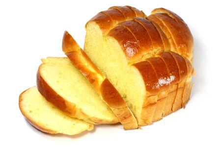 sliced bread on white backgroundの写真素材