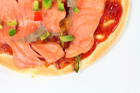 Homemade smoked salmon pizzaの写真素材