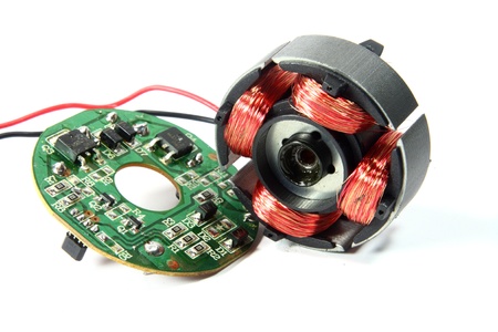 electrical motor coil and electronic circuitの写真素材