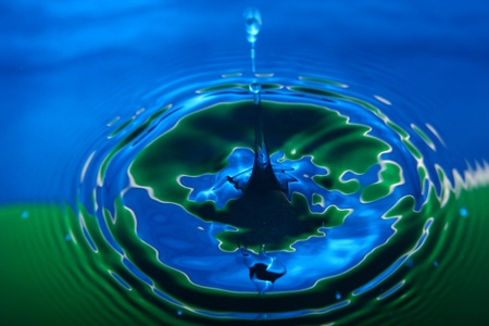 water drop in green and blue colorの写真素材