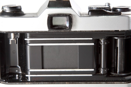 back of an old film camera の写真素材