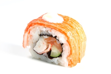 maki sushi on white backgroundの写真素材