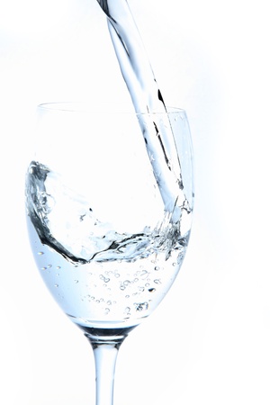 pouring water into a glassの写真素材