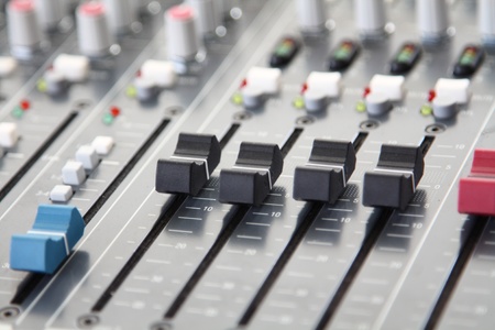 close-up audio mixer consoleの写真素材