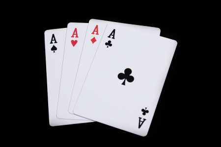 playing cards deck on black backgroundの写真素材