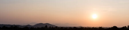 Beautiful sunset over the hill and valley panoramaの写真素材