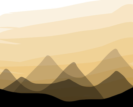 silhouette mountains under mist in the eveningのイラスト素材