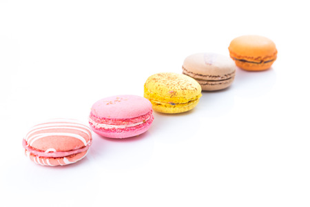 macarons on white backgroundの写真素材