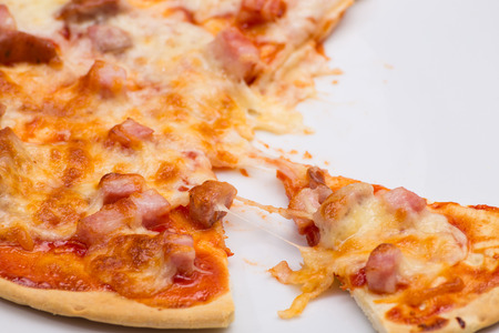 Homemade mixed sausage pizzaの写真素材