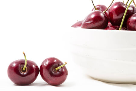 Cherries isolated on white backgroundの写真素材