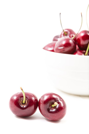 Cherries isolated on white backgroundの写真素材