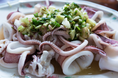 spicy steamed squidの写真素材