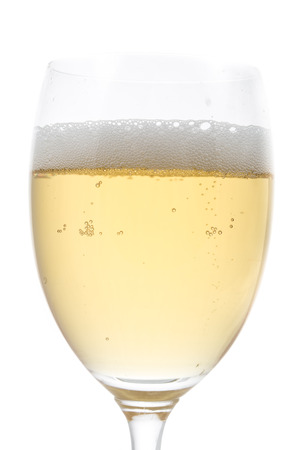 beer in a glass on white backgroundの写真素材