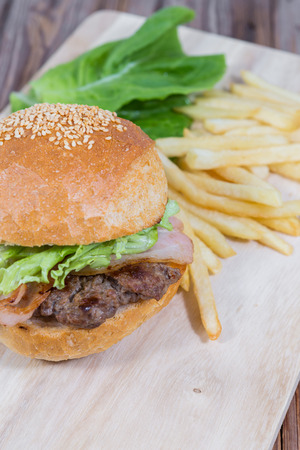 home made hamburgerの写真素材
