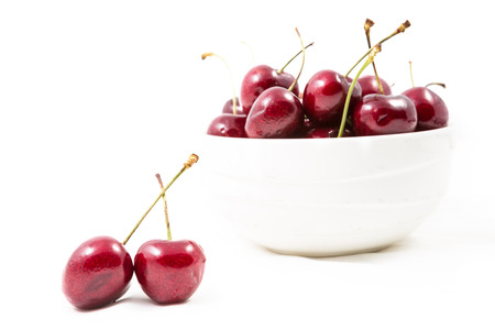 Cherries isolated on white backgroundの写真素材