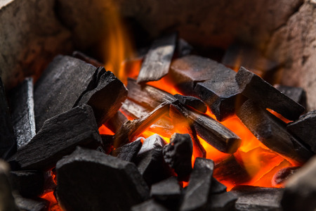 burning charcoalの写真素材