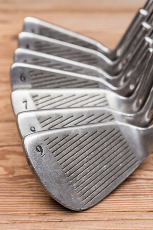 set of golf ironsの写真素材