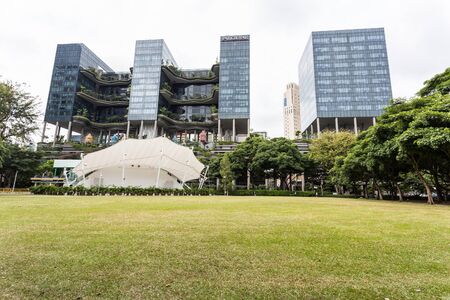 SINGAPORE - MARCH 2, 2015: Day scene of Parkroyal on Pickering hotel, Singapore. Parkroyal is the modern luxury hotel designed by WOHA.のeditorial素材