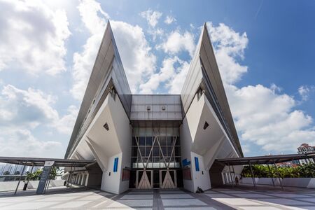 KALLANG, SINGAPORE - FEBRUARY 28, 2015: Day scene of Singapore indoor Stadium on 28 February 2015.のeditorial素材