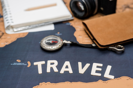 trip planning with 'travel' wordの写真素材