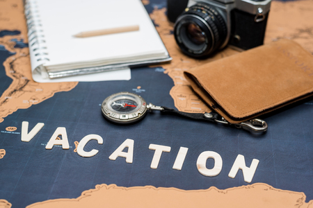 trip planning with 'vacation' wordの写真素材