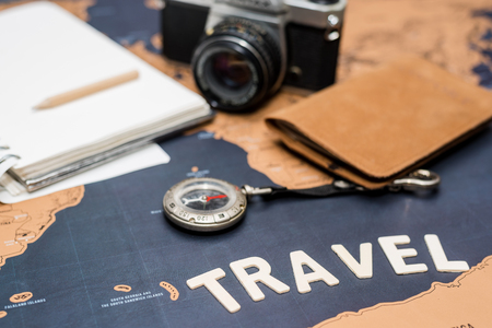 trip planning with 'travel' wordの写真素材