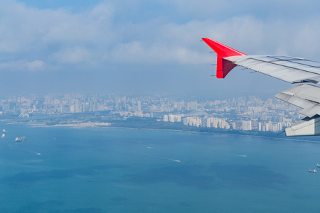 airplane wingの写真素材