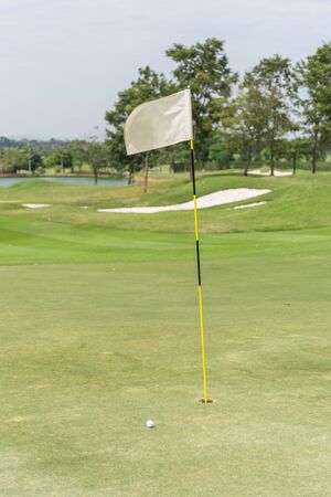 flag at golf courseの写真素材