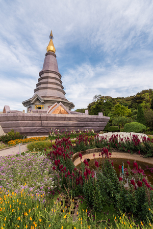 Phramahathat Napaphol Bhumisiri Pagoda at Doi Inthanon National Park, Chiangmai, Thailand.の写真素材