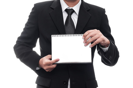 business man showing blank templateの写真素材