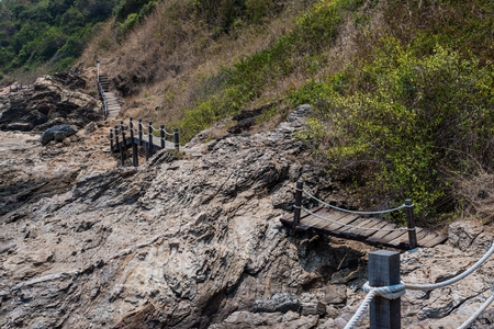 walkway beside the sea at Khao Laem Ya National Park, Rayong, Thailandの写真素材