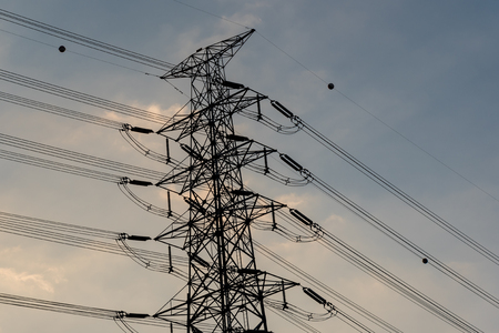 high voltage electric poleの写真素材
