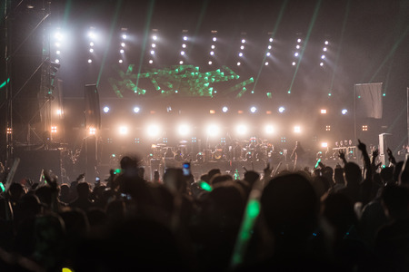 silhouette concert crowd with concert light