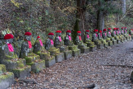 Stone statue at Kanmangafuchi abyss, Nikko, Japanの写真素材