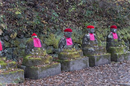 Stone statue at Kanmangafuchi abyss, Nikko, Japanの写真素材