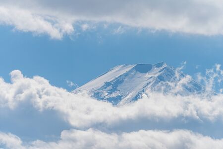 mount fuji close up with cloudの写真素材