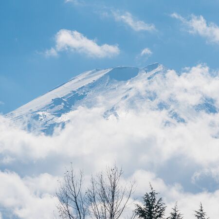mount fuji close up with cloudの写真素材