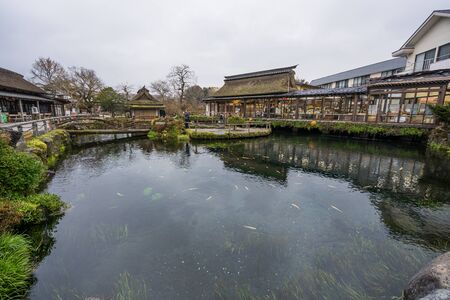 YAMANASHI, JAPAN - NOVEMBER 13, 2018: Day scene of Oshino Hakkai, A small traditional japanese village near mount Fuji, Yamanashi, Japanのeditorial素材