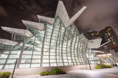 HONG KONG - NOVEMBER 10, 2018: Night scene of West Kowloon railway station. This terminus is the only train station in Hong Kong that connect to Mainland China.のeditorial素材