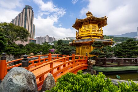 HONG KONG - NOVEMBER 11, 2018: Day scene of Pavilion of Absolute Perfection at Nan Lian garden, Hong Kongのeditorial素材