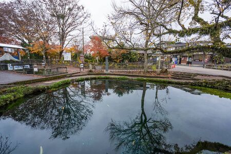 YAMANASHI, JAPAN - NOVEMBER 13, 2018: Day scene of Oshino Hakkai, A small traditional japanese village near mount Fuji, Yamanashi, Japanのeditorial素材