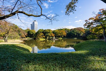 TOKYO, JAPAN - NOVEMBER 16, 2018: Day scene of Koishikawa Korakuen Garden with autumn leaves, Tokyo prefecture, Japanのeditorial素材