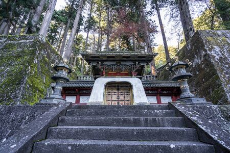 TOCHIGI, JAPAN - NOVEMBER 15, 2018: Day scene of Taiyuin reibyo kokamon gate of Taiyuin temple at Nikko, Tochigi Prefecture, Japanのeditorial素材