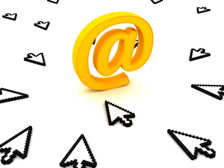 Computer cursor points to the mail symbol. 3d image rendererの写真素材
