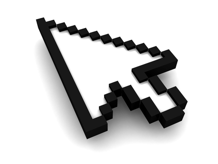 Computer cursor on white background. 3d image rendererの写真素材