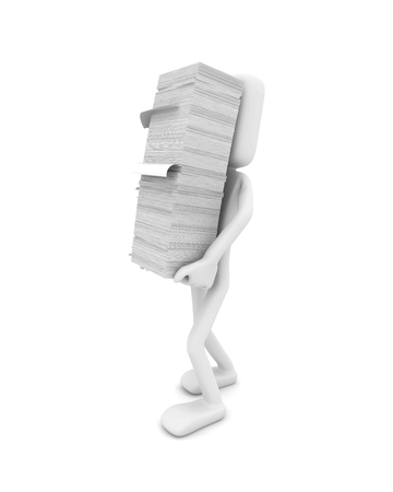 Man holds a stack of papers. 3d image rendererの写真素材