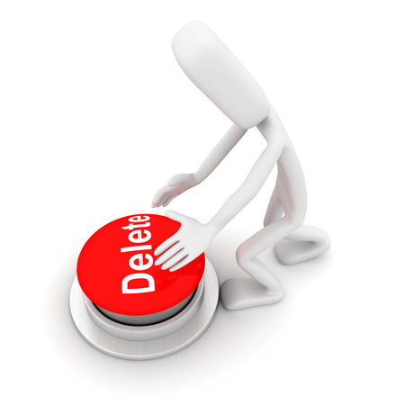 Guy pressing a big delete button. 3d image rendererの写真素材