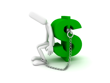 Man are chained with dollar sign. 3d image rendererの写真素材