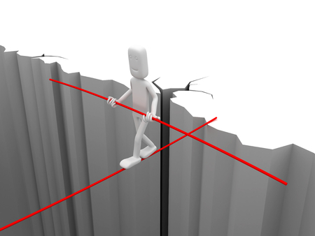 Man who balances - conceptual image. 3d image rendererの写真素材