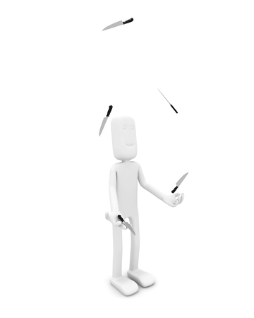 Man juggles with knives. 3d image rendererの写真素材